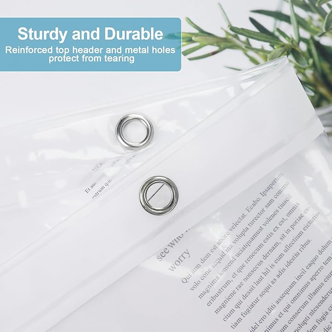 EurCross 72 x 88 inch Long Shower Curtain Liner, Bathroom Clear PEVA Plastic Long Shower Curtain 88 inch Long with 5 Magnets and 12 Hooks,Transparent
