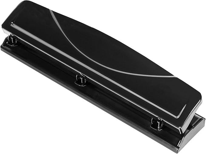 Amazon Basics 3 Hole Punch with Easy-Clean Tray, 10 Sheet Capacity, Black, 6-Pack