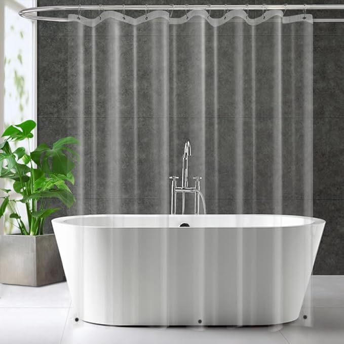 Extra Long Clear Plastic Shower Curtain Liner - Lightweight 72" x 80" Transparent Bathroom Shower Showroom Curtain Liner with Rustproof Metal Gromments and Weighted Magnet
