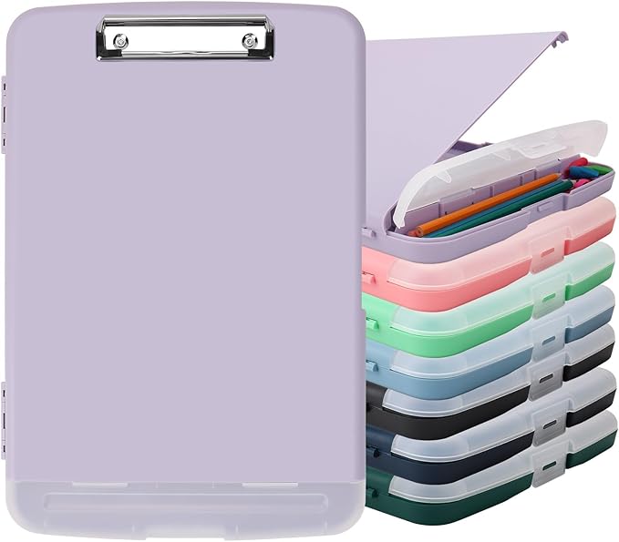 SFLHHDM Purple Clipboard, Clip Board 8.5x11, Teacher Clipboards with Storage, Plastic Clipboard with Pen Holder, Clipboards Storage for Women Teachers Work, School & Office Supplies