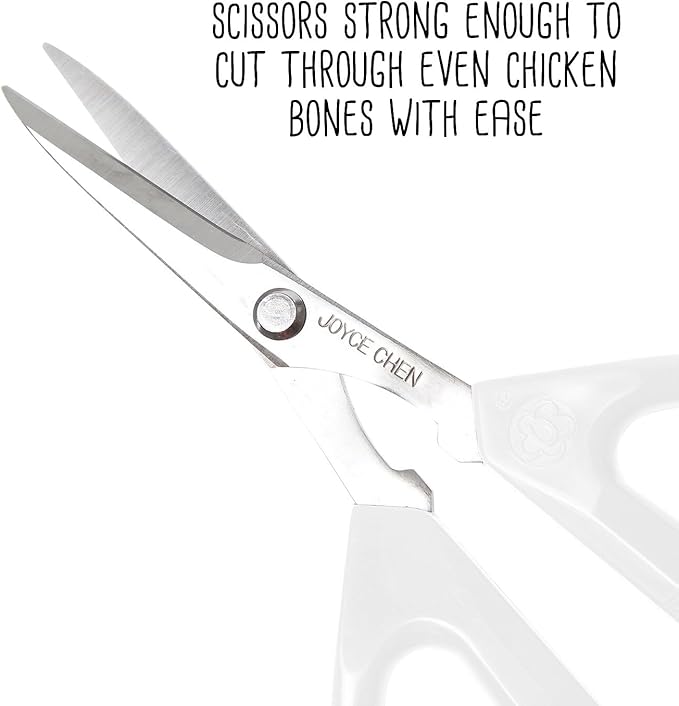Joyce Chen Original Unlimited Kitchen Scissors All Purpose Dishwasher Safe Kitchen Shears With Comfortable Handles, White