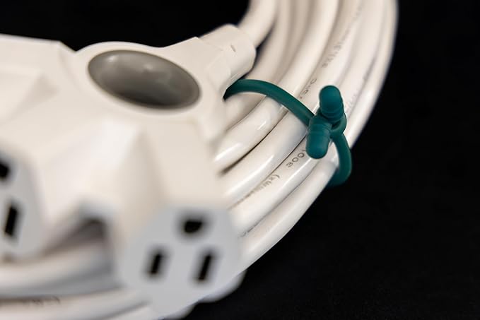 Philips Flex Ties 24 Pieces 7 Inch Zip Ties Cable Management Multi-Purpose Cord Organizer Reusable Cable Ties for Extension Cords Green and White JDT3163G/37