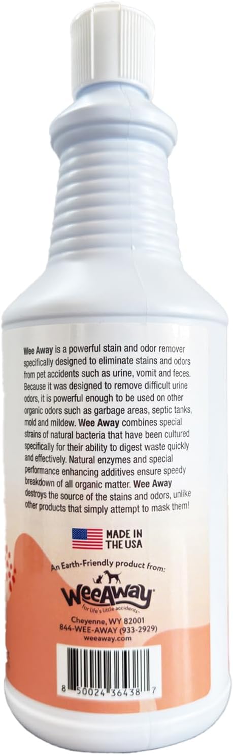 Wee Away Original Formula Concentrated Stain & Odor Remover, Enzyme Cleaner, Pet Urine Odor Eliminator for Home - Pet Mess Destroyer for Carpet & Furniture, Original Citrus Scent, 32 fl oz