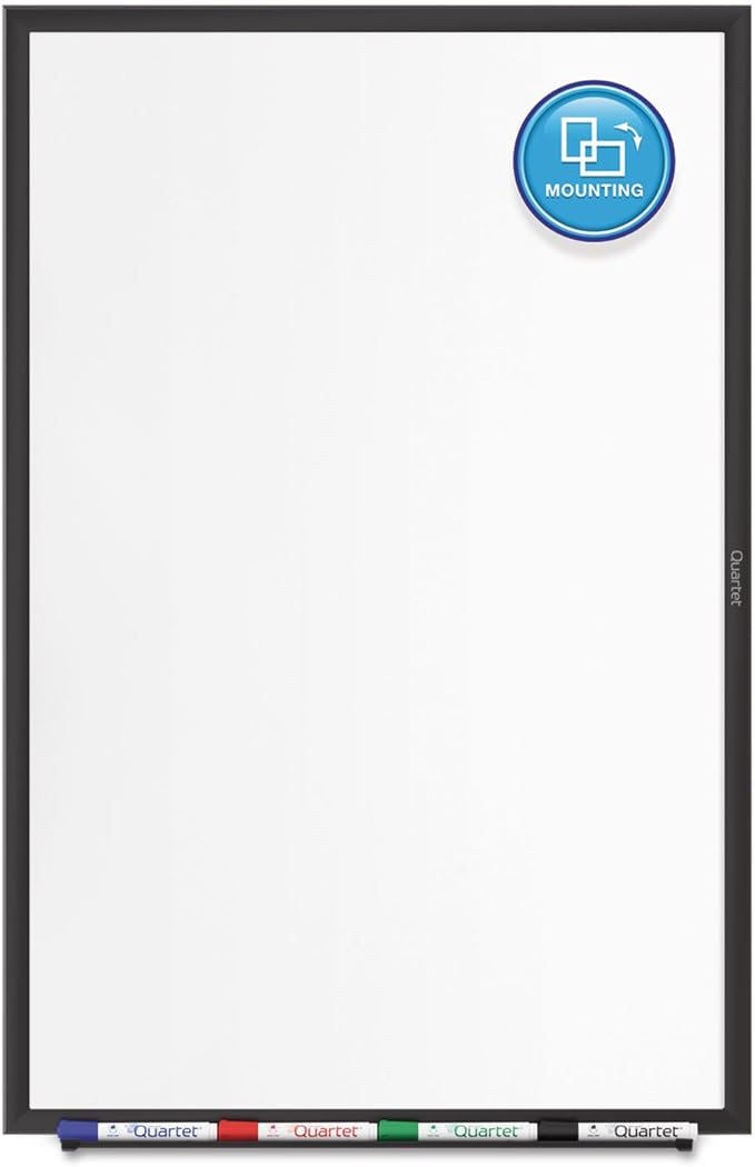 Quartet Magnetic Dry Erase White Board, 2' x 1-1/2 Whiteboard, Nano-Clean Surface Resists Ink Stains, Black Aluminum Frame (SM531B)
