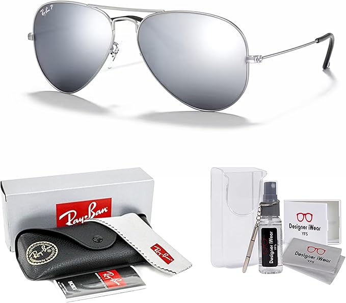 Ray-Ban RB3025 Metal POLARIZED Aviator Sunglasses For Men For Women +BUNDLE with ACCESSORY EYEWEAR KIT