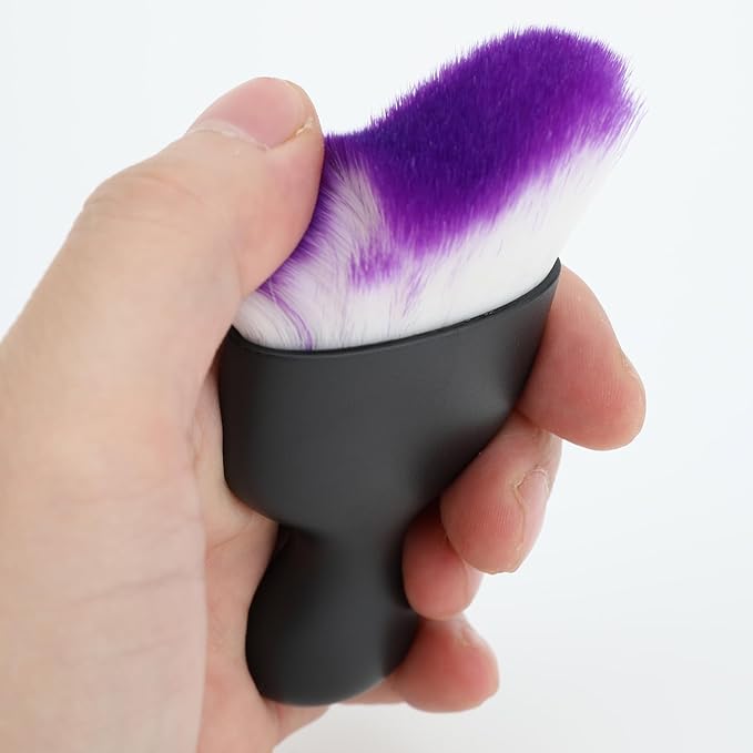 Car Detailing Brush, Soft Bristle Cleaning Brush, Scratch-Free Auto Duster Tool for Dashboard, Air Vents, Leather & Interior Cleaning (Black&Purple with Cap)