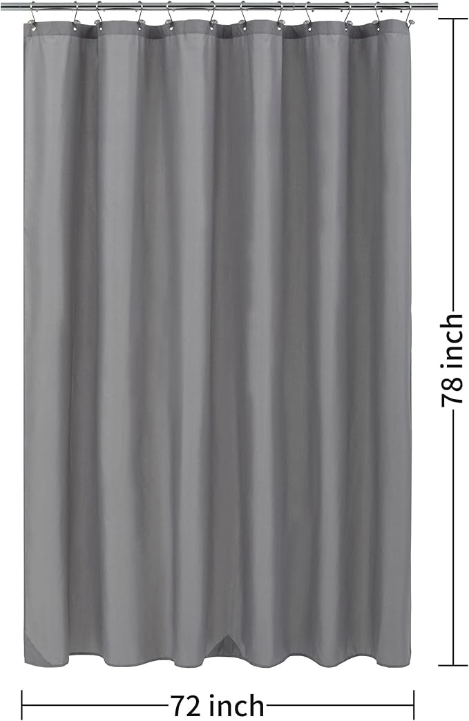 ALYVIA SPRING Long Fabric Shower Curtain Liner Waterproof - 72" x 78", Soft & Lightweight Long Shower Curtain with 3 Magnets, Machine Washable - 72x78, Grey