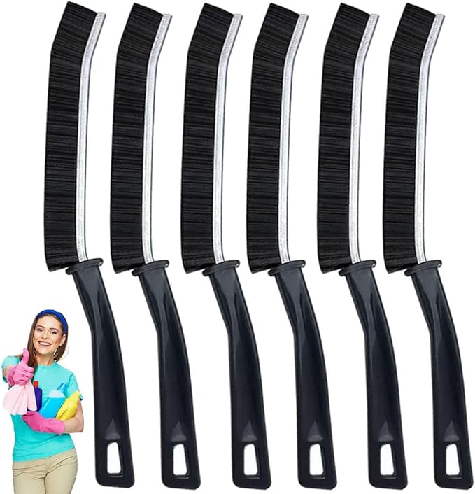 6-Piece Black Multi-Function Crevice Cleaning Brush Household Hard Bristle Narrow Brush Head Crevice Cleaning Tool