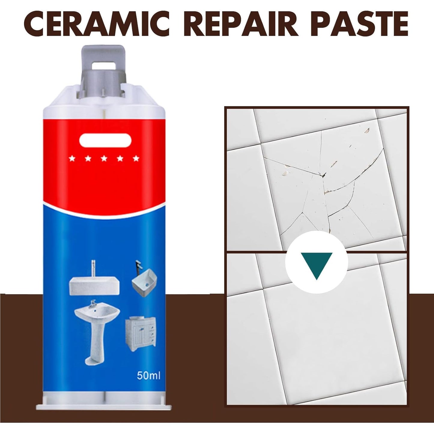 Tile and Ceramic Glaze Repair Paste,Ceramic Tile Crack Repair,Porcelain Sink Repair Kit,Tilegrout Repair,for Bathtub Tilefloors,Sinks, and Toilets (1PC)