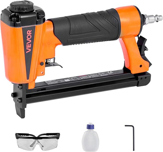VEVOR Pneumatic Staple Gun, 21 Gauge Pneumatic Upholstery Stapler for 80 Series 1/2-inch Crown 1/4"-5/8" Length Staples, 70-110 PSI Air Staple Gun for Woodworking, Upholstering, Crafts, DIY Projects