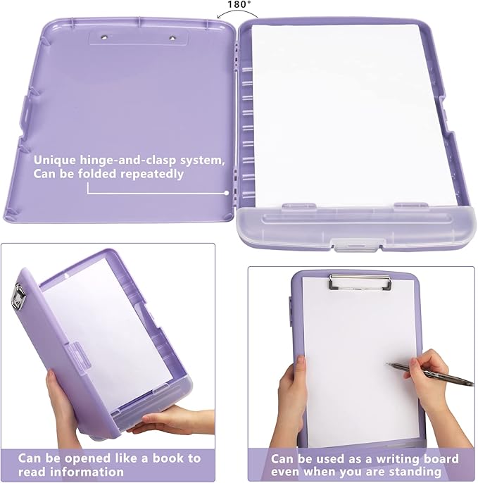 SFLHHDM Clipboard with Storage, Clip Boards 8.5x11, Plastic Clipboard with Pen Holder, Purple Clipboards, Clip Board Folder for Women Teachers Work, School & Office Supplies