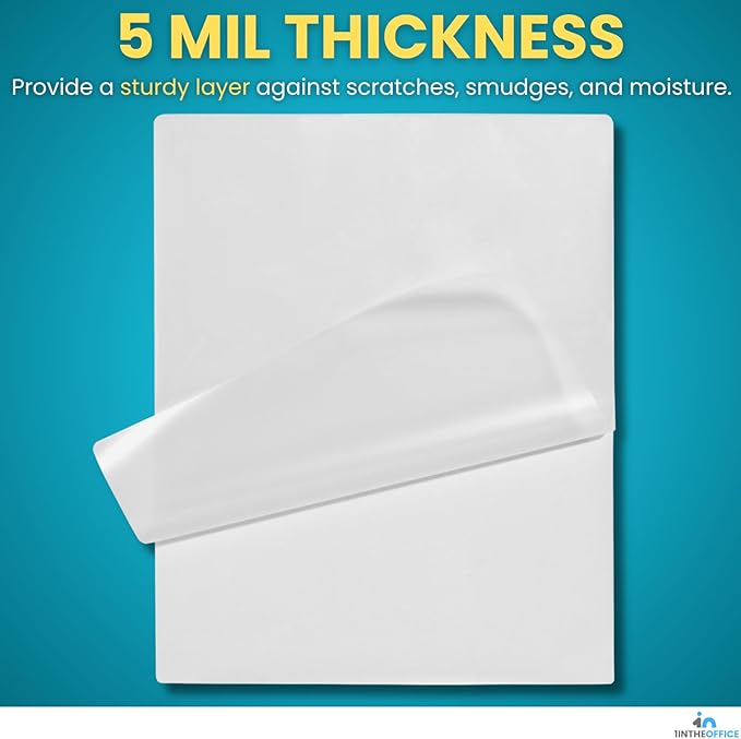 1InTheOffice Laminating Pouches 5 Mil, Business Card Laminating Pouches, 2.25"" x 3.75"", Pre-Trimmed, Moisture Resistant, Fade Resistant, 200 Pack