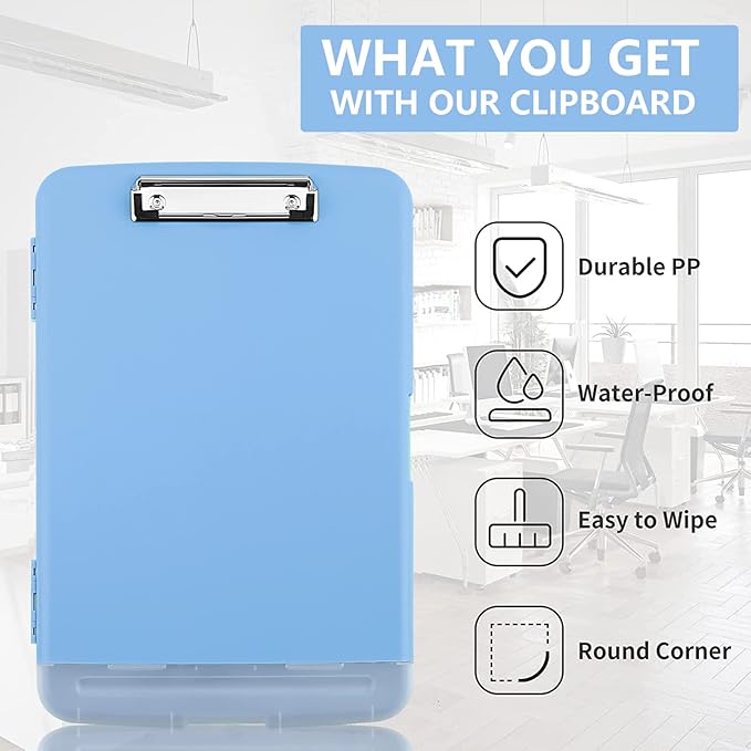 SFLHHDM Clipboard with Pen Holder, Legal Size Nursing Clipboard with Storage, Plastic Clip Board for Writing, Lightweight Cute Clipboards Storage with Low Profile Clip for Work, Office