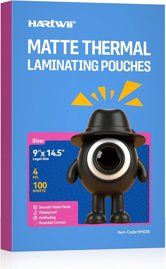 100Pack Matte Legal Size Laminating Sheets 9"x14.5" 4Mil Thick Thermal Laminate Pouches Compatible with All Laminators No Bubble 8.5x14 Clear Laminating Paper for Documents