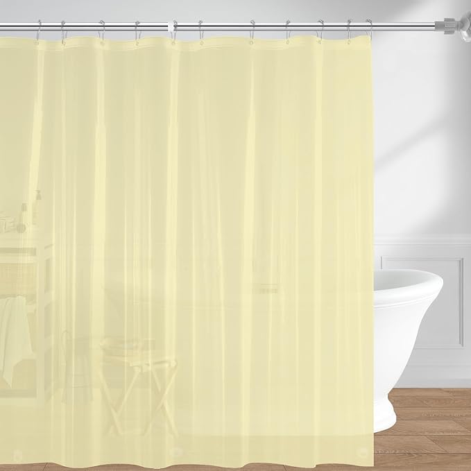 downluxe Cream Shower Curtain Liner, PEVA Lightweight Plastic Shower Liner with 3 Magnets, 72" x 72" Waterproof Bathroom Curtain