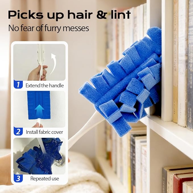 360° Electrostatic Duster Refills, 2026 New Washable & Reusable Microfiber Pads Fleece Duster Refill Compatible Tools for Cleaning Home, Blinds, Car, Pet, Furniture, Fans (Purple)