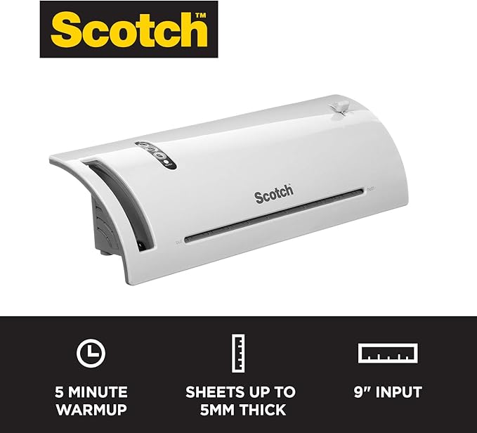 Scotch Thermal Laminator Machine, 5 Minute Warm-up, 9" Input, for Laminating Sheets Up to 5-Mil Thick