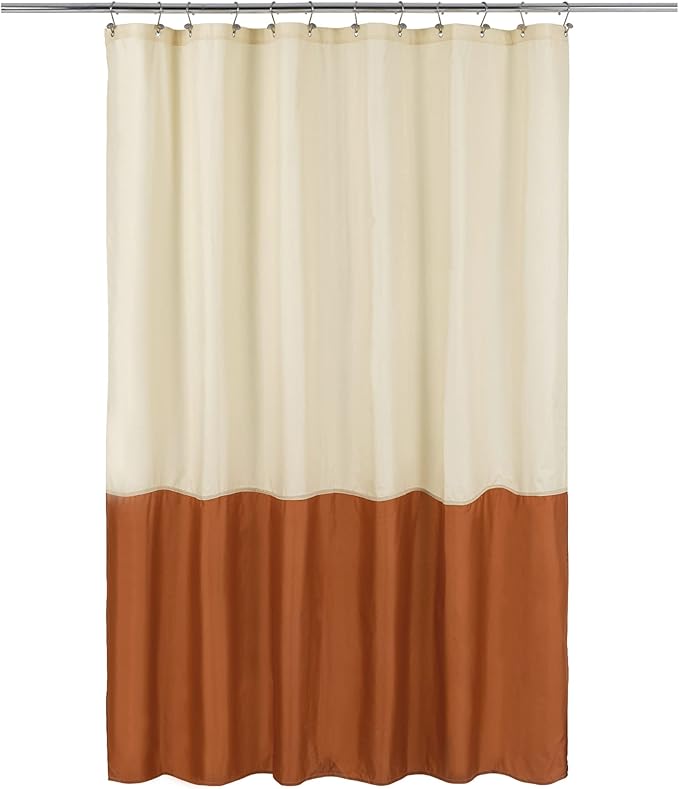 ALYVIA SPRING Waterproof Fabric Shower Curtain Liner - Soft & Light-Weight Cloth Shower Liner, 3 Bottom Magnets, Hotel Quality & Machine Washable - Standard Size 72x72, Cream and Orange