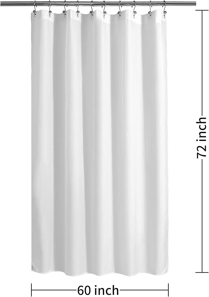 ALYVIA SPRING Stall Fabric Shower Curtain Liner Waterproof - 60" x 72", Soft & Lightweight Stall Size Shower Curtain with Magnets, Machine Washable - 60x72, White