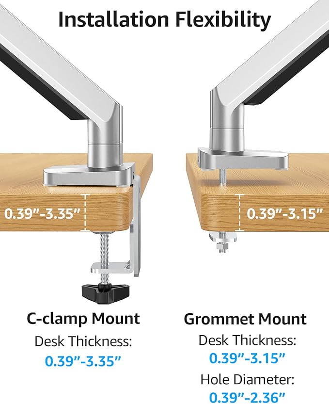 MOUNTUP Dual Monitor Desk Mount, Die-Cast Aluminum Fully Adjustable Double Monitor Arm, Computer Monitor Stand Fits 2 Screen 17 to 32 inch - Each Arm Holds 4.4-19.8LBS, MU0024