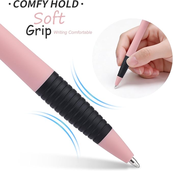 Pens Bulk, 60 Pack Morandi Gripped Slimster Ballpoint Pens Black Ink 1.0mm Medium Point Smooth Writing, Click Pens with Comfort Grip for Teachers, Students, Servers, School & Office Gifting