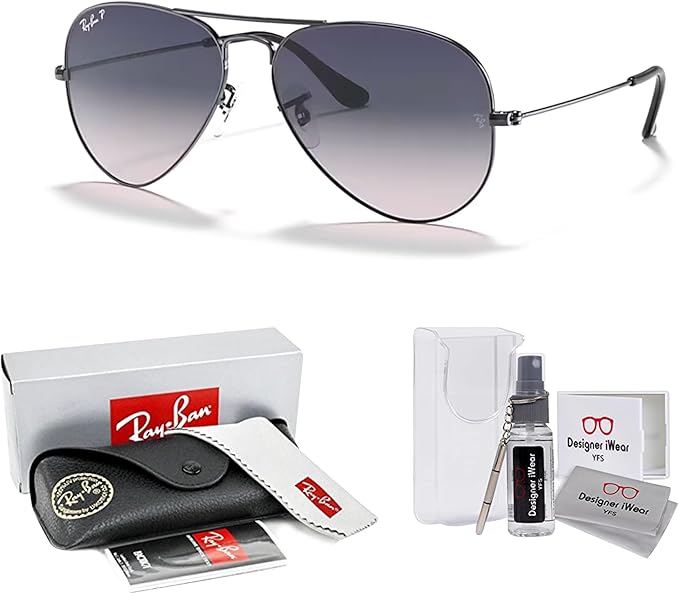 Ray-Ban RB3025 Metal POLARIZED Aviator Sunglasses For Men For Women +BUNDLE with ACCESSORY EYEWEAR KIT