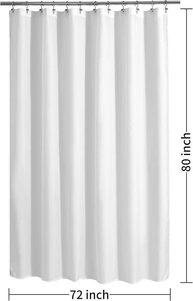 ALYVIA SPRING Long Fabric Shower Curtain Liner Waterproof - 72" x 80", Soft & Lightweight Long Shower Curtain with Magnets, Machine Washable - 72x80, White