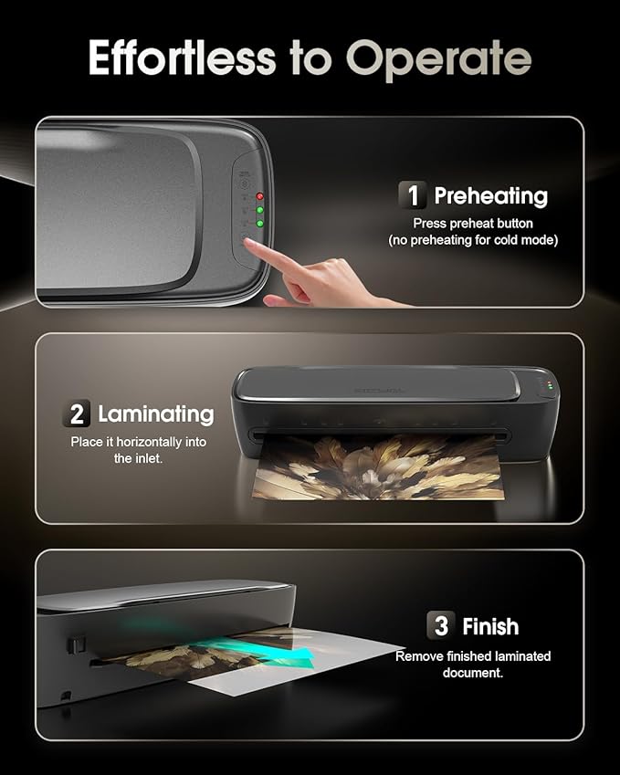 Qfun Laminator Machine 13 Inch Thermal Laminating machine 11x17 with Sheets, Cold Hot Lamination Machine 60S Warm Up Personal Laminator for Teachers, Large A3 Paper Laminate Kit for Office School Home