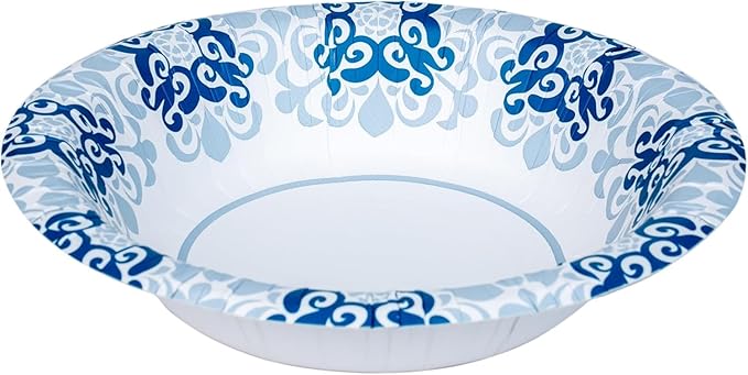 Glad Round Disposable Paper Bowls, Green Victorian Design - Heavy Duty, Soak Proof, Cut-Resistant, Microwavable Bowl for All Foods & Daily Use, 16 Oz, 50 Count - 6 Pack