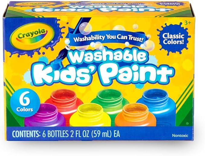 Crayola Washable Kids Paint Set (12ct), Easter Basket Stuffer, Classic and Glitter Paint for Kids, Spring Arts & Crafts Supplies for Classrooms, Toddler Painting Kit, Gifts, Ages 3+ [Amazon Exclusive]