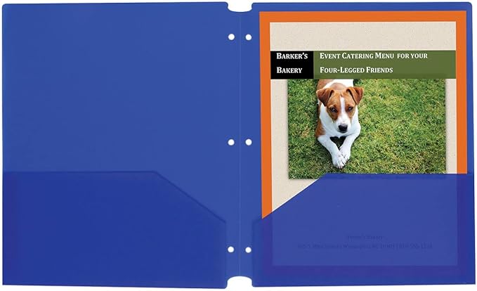 Two-Pocket Heavyweight Poly Portfolio Folder, 3-Hole Punch, Letter, Blue, 25/Box