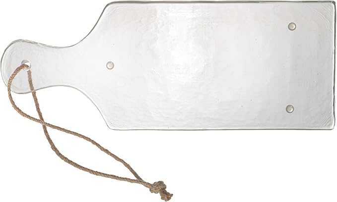 Bloomingville Textured Glass Cheese and Serving Board with Handle and Jute Tie