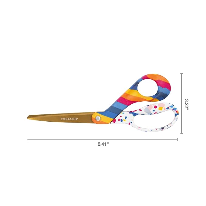 Fiskars Premier Designer 8" Scissors, Adult Scissors All Purpose with Stainless Steel Blades for Office, School, Home, Arts and Crafts, Gifts for Women, Sew Bold
