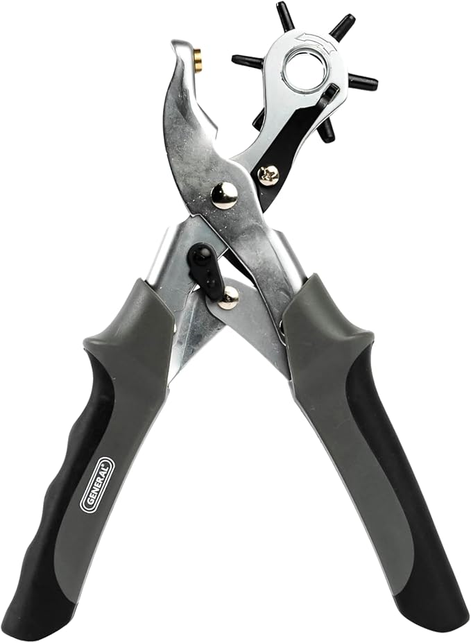 General Tools Revolving Punch Pliers 73 - 6 Multi-Hole Sizes For Leather, Rubber, & Plastic - Hobbies & Crafts