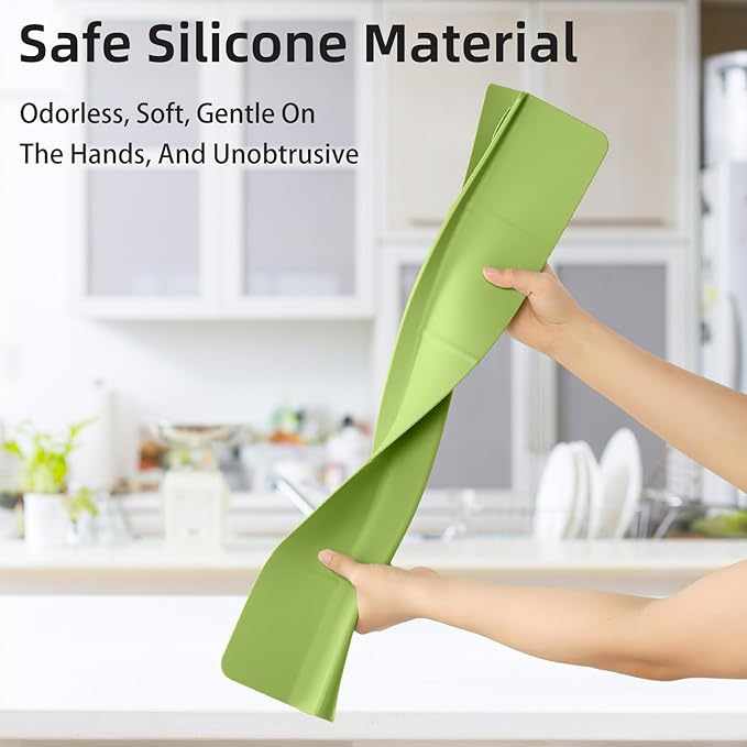 23" Ultra Silicone Sink Splash Guard Released in 2025/Dec for Kitchen Sink,Bathroom and Island,with 3.5" High Splash Guard & 7 Strong Suction Cup (Matcha Green)