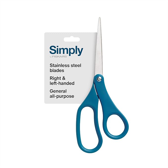 Fiskars 8" Scissors for Home & Office, Stainless Steel Scissors, All Purpose Cutting for Home, Arts & Crafts, Blue