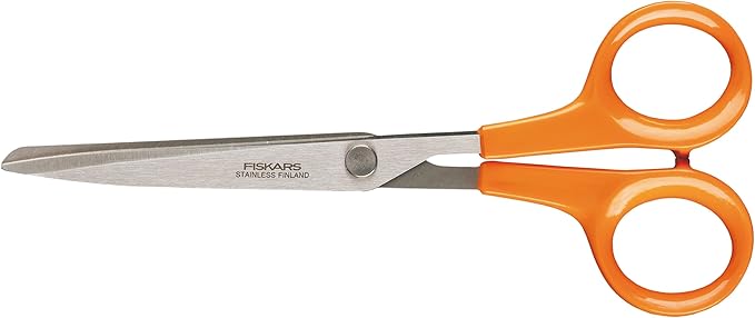 Fiskars Universal Scissors, Length: 17 cm, For Right- and Left-handed Users, Stainless Steel Blade/Plastic Handles, Orange, Classic, 1005150
