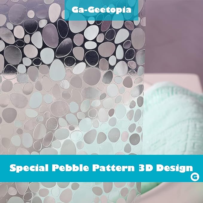 Ga-Geetopia EVA Clear Thin Shower Curtain Liner, Pebble Pattern 72x72 Inch Lightweight Plastic Bathroom Shower Showroom Inner Curtain with Rustproof Metal Grommets and Weighted Magnets(NO Hooks)