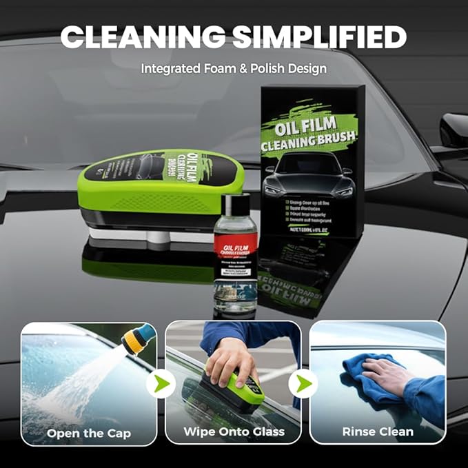 Automotive Oil Film Cleaning Brush,Glass Cleaner, Car Windshield Cleaner, 150ml Automotive Oil Film Cleaning Brush - Preserve Clarity, Immediately See the Effects (2PCS)