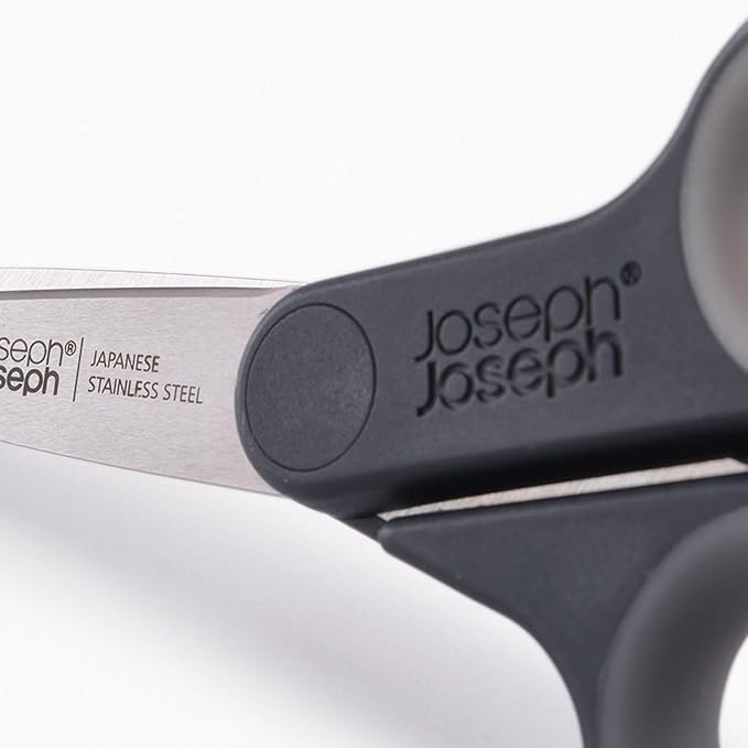 Joseph Joseph PlusCut All Purpose Kitchen Scissors with Integrated Box Cutter, Japanese Stainless-Steel Blades, Soft-Grip Handles