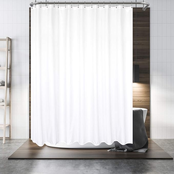 Barossa Design Waterproof Extra Wide Fabric Shower Curtain Liner Microfiber 108" W x 72" H - Hotel Quality, Machine Washable, White Shower Liner for Bath Tub, 108x72