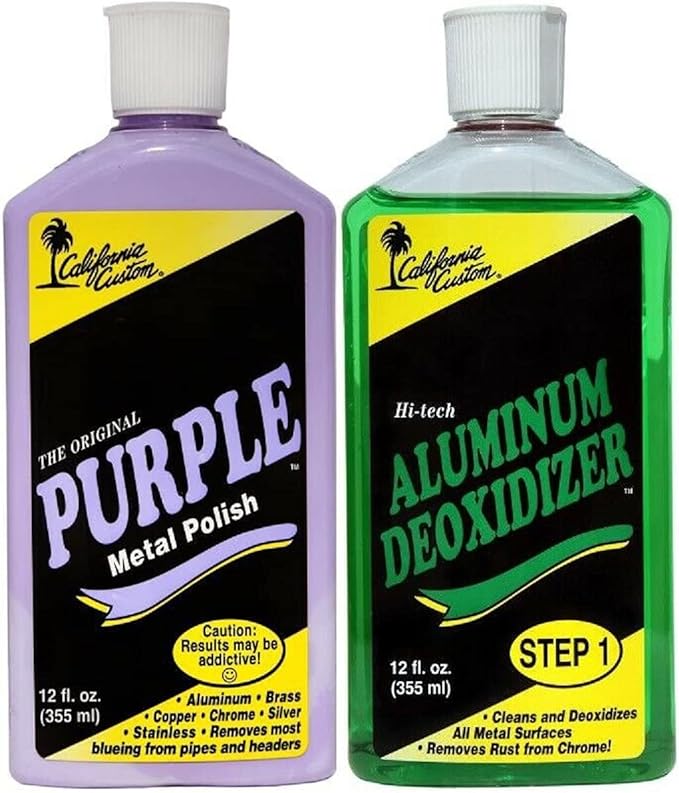 – Purple Metal Polish & Aluminum Deoxidizer Kit, No Silicone, Body Shop Safe, Great for Aluminum, Brass, Copper, Chrome, Silver, Stainless and Gold