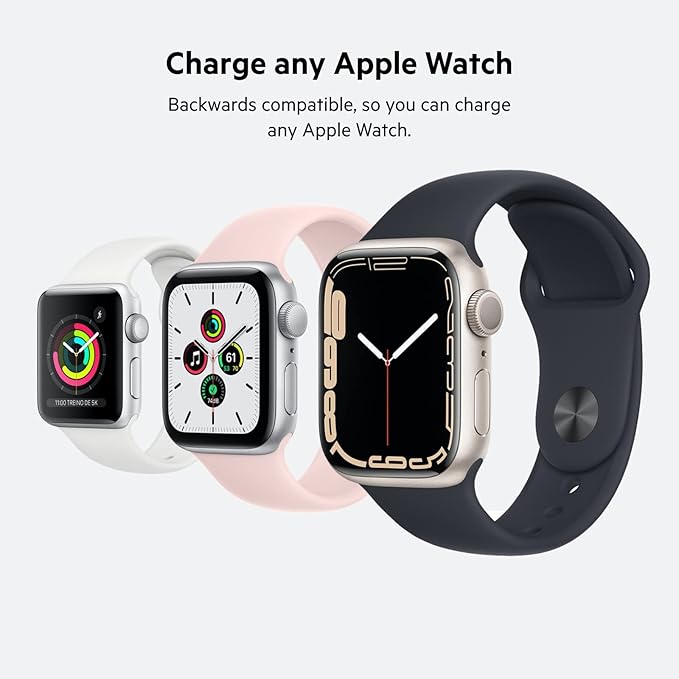 Belkin Apple Watch Charger - Fast Wireless Charging Pad - Travel Charger with Nightstand Mode - MagSafe Charging Station W/USB-C Cable Included for Apple Watch (All Models) - White