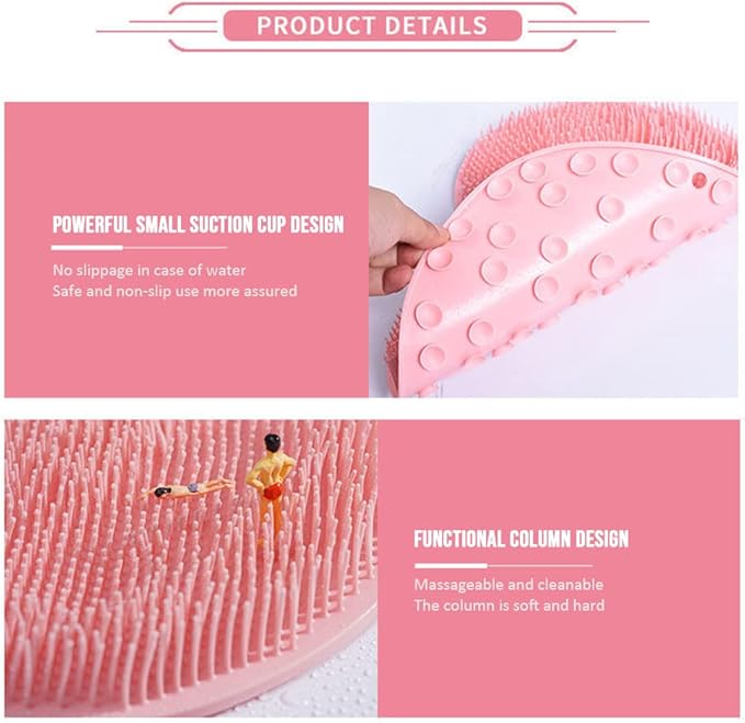 Silicone Shower Foot Scrubber Mat, Upgraded Wall Mounted Slip Suction Cups Foot Scrubber Cleaner, 2025 New Foot Back Cleaning Pad Back Washer Back Exfoliating Bath Wash Pad (Grey)