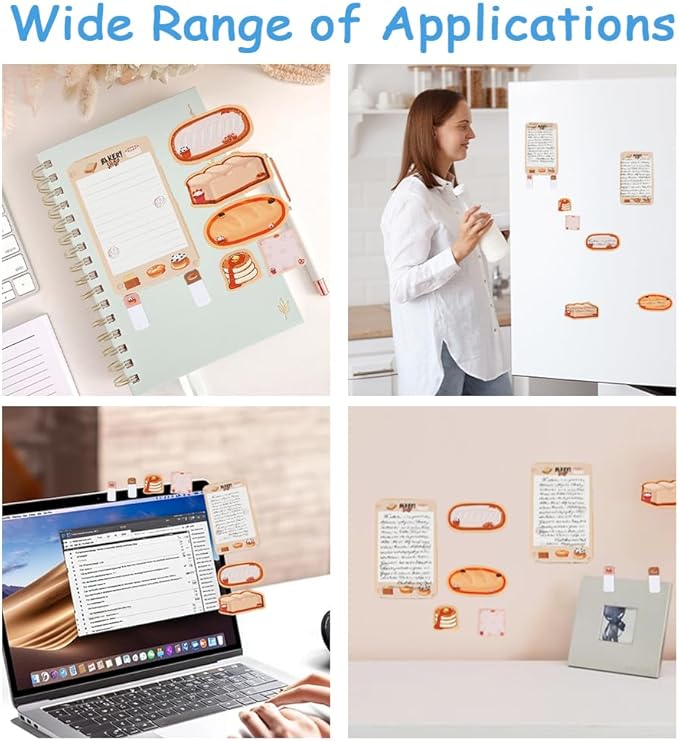 QPIXVB Cute Sticky Notes,Bread Gifts,Bread Sticky Note Set,School Supplies,Preppy Stuff,Cute Post It Notes,Fun Gifts for Women,Home Office Essentials,Writing Memo Pads for Back to School Gift