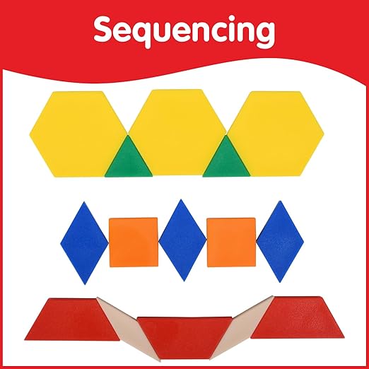 edxeducation Plastic Pattern Blocks | Set of 250 | Math Manipulative for Fractions, Symmetry, Patterning and Creativity | Math Supplies for Classroom