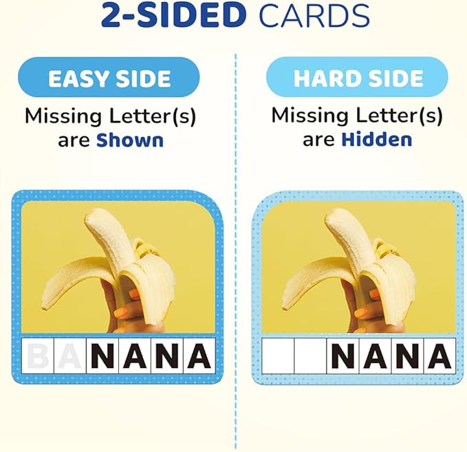 BenBen Spelling Games, 224 Flashcards, 208 Wood Letter Tiles, 1-4 Players, Learning Games for Kids 4-8, Educational Toys for Kindergarten 1st 2nd Grade, Preschool Classroom Must Haves