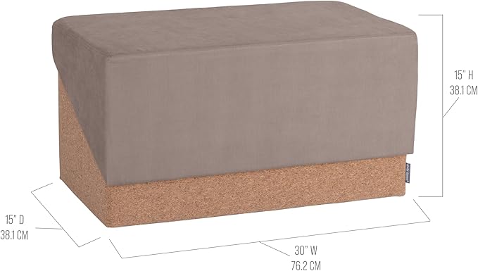 Seville Classics Cushioned Fabric Ottoman Hidden Storage Chest Footrest Chair, Padded Seat for Bedroom, Dorm, Loft, Living Room, Entryway, Hallway, Cork/Taupe, 30" Bench