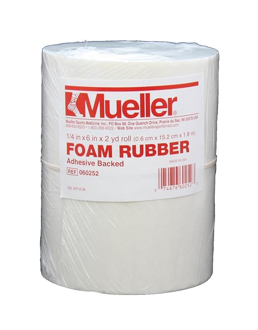 Mueller Foam Rubber - Adhesive backed, open cell, 1/4" x 6" x 2 yd roll