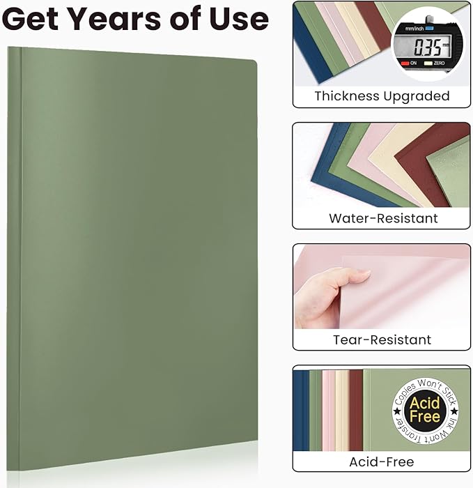 Sooez Folders with Pockets and Prong, 6 Pack, Retro Colors, File Folders with Prongs, 2 Pocket Folders Bulk, Plastic Folder for School College Supplies, Aesthetic Nursing Cute School Supplies
